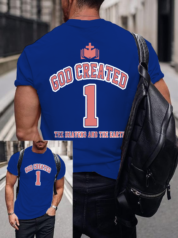God Created The Heavens And Earth Christian Cotton T-Shirt
