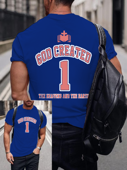 God Created The Heavens And Earth Christian Cotton T-Shirt