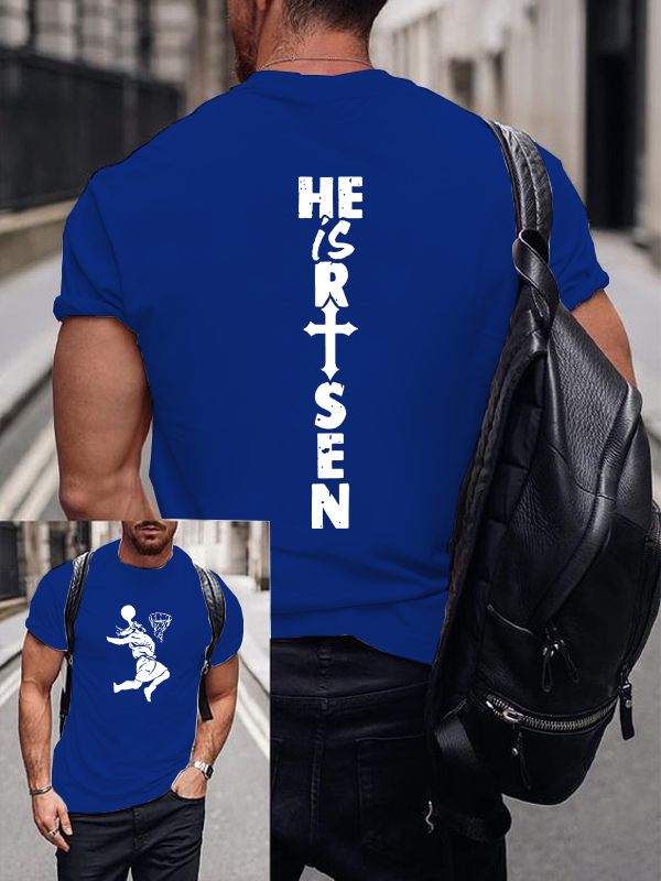 He Is Risen Christian Cotton T-Shirt