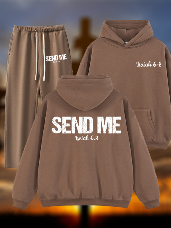 Isaiah 6:8 ‘Send Me’ Jesus God Christian Plush Fleece-Lined Hoodie Set