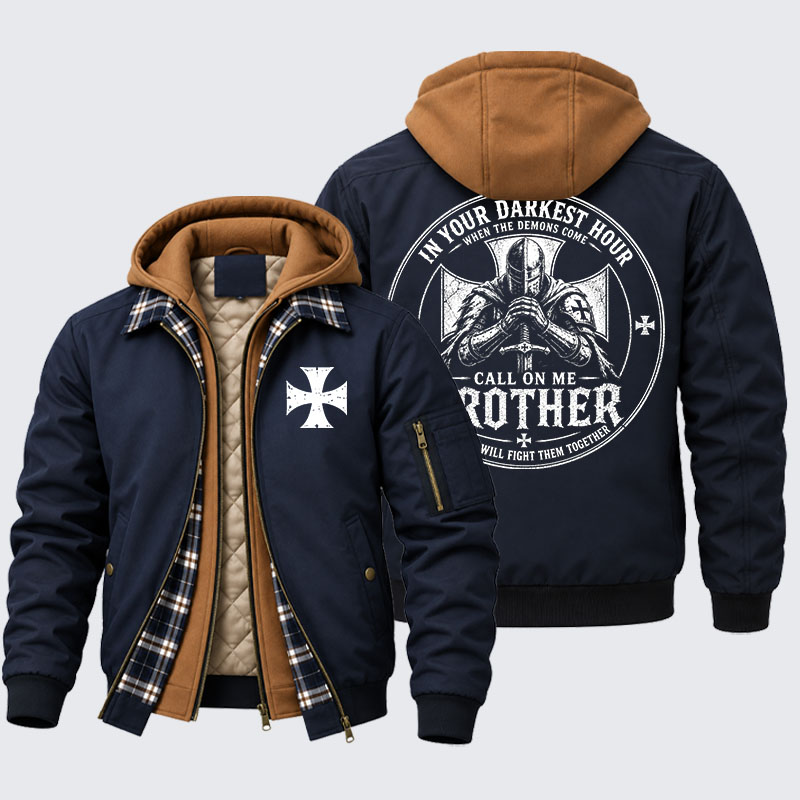 Hooded Bomber Jacket - Call On Me Brother – Knights of Faith