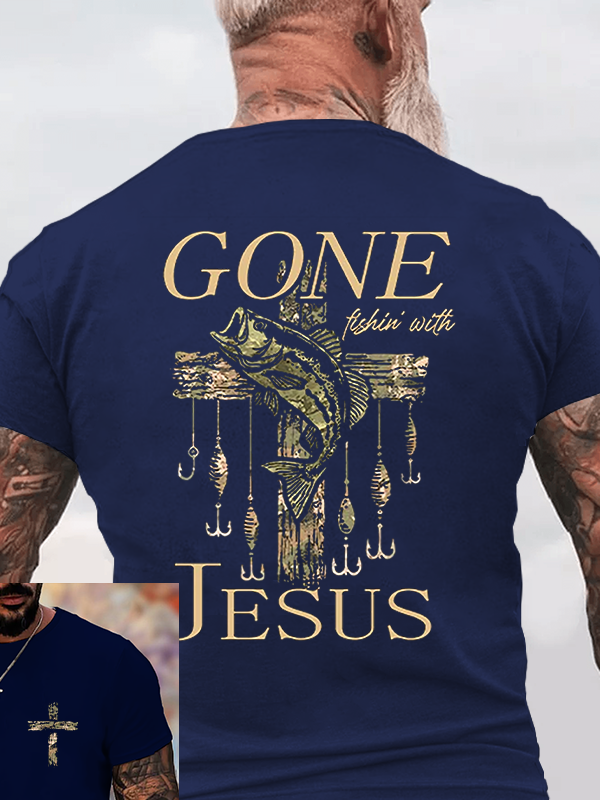 Gone Fishin' with Jesus Christian Cotton T-Shirt