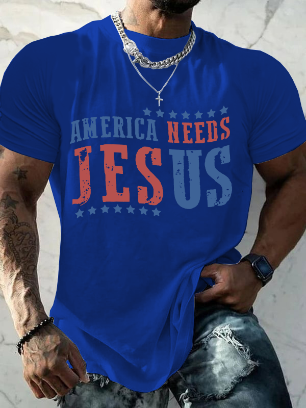 America Needs Jesus Christian Cotton T-Shirt