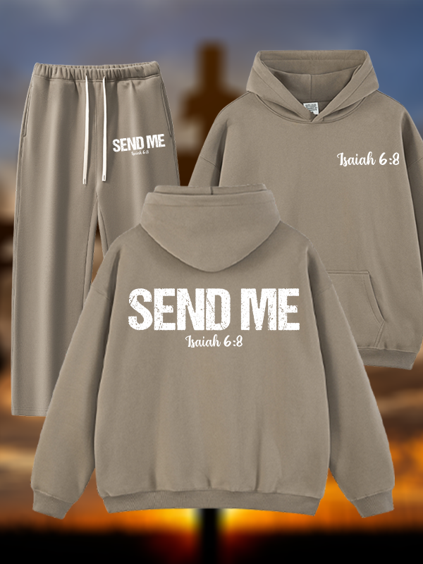 Isaiah 6:8 ‘Send Me’ Jesus God Christian Plush Fleece-Lined Hoodie Set