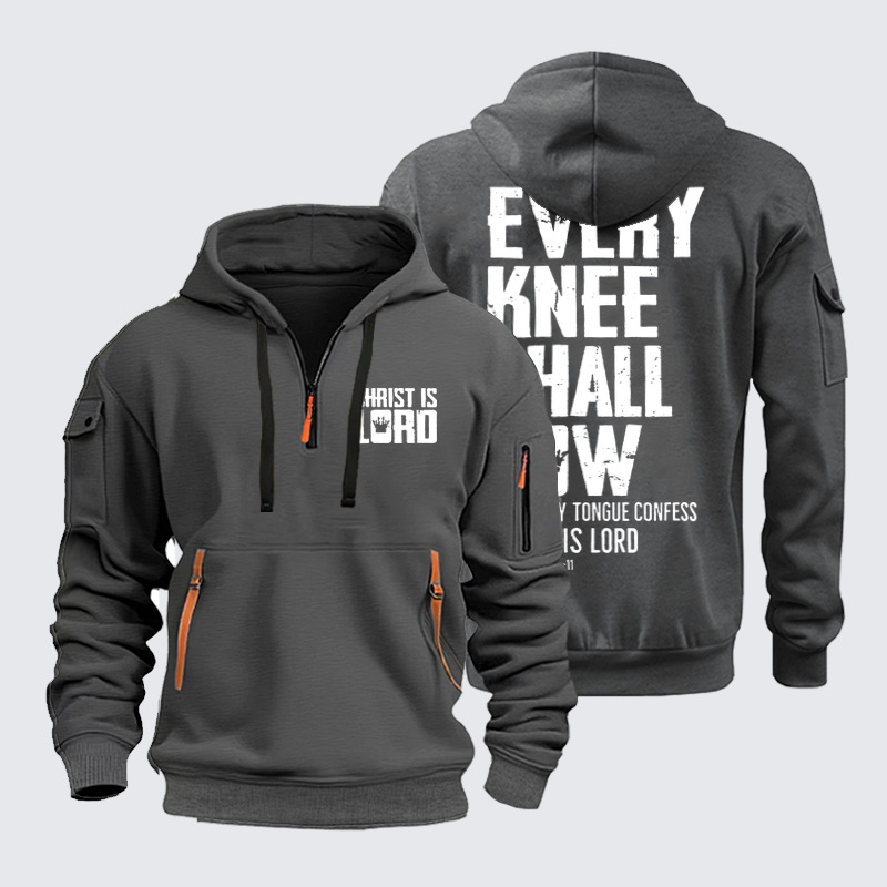 Zipper Hoodies - Every Knee Shall Bow - Dark Gray (front and back)