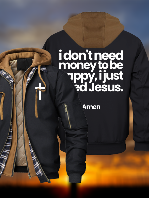 I Just Need Jesus Warm Hooded Bomber Jacket