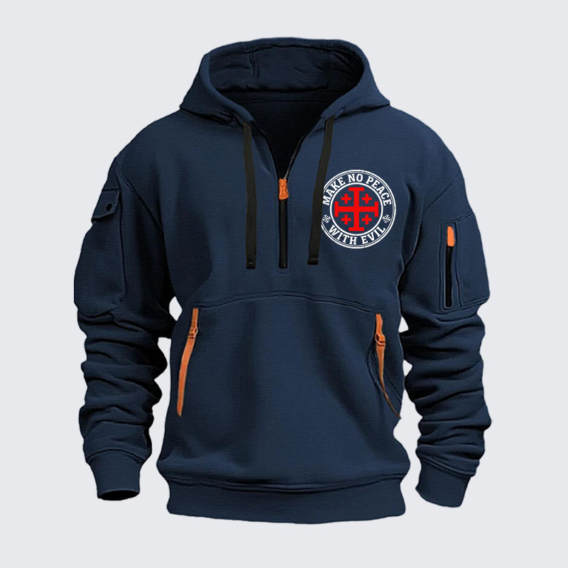 Zipper Hoodies - Make No Peace with Evil Knight Templar Jerusalem Cross