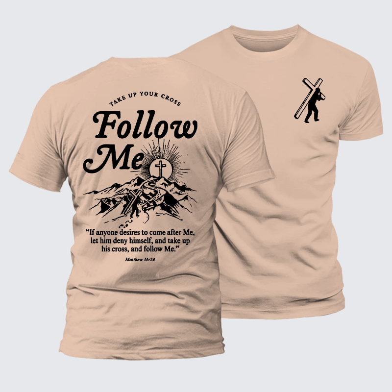 Take Up Your Cross And Follow Me Jesus God Christian Premium Mercerized Cotton Tee