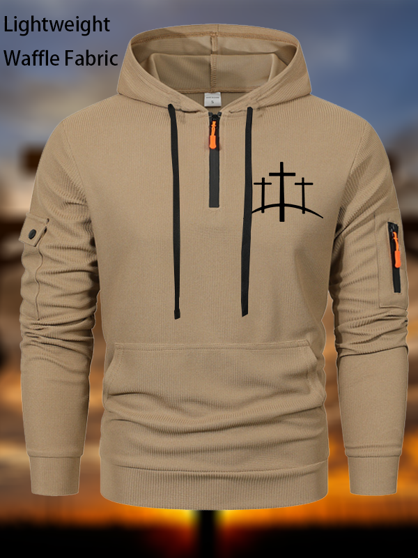 Cross Printed Zipper Hoodies