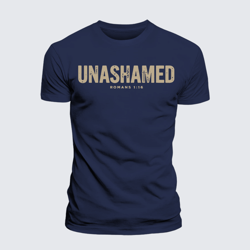 UNASHAMED Romans 1:16 Jesus God Christian Premium Mercerized Cotton Tee