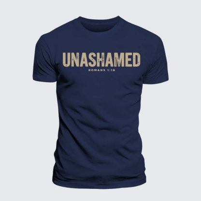UNASHAMED Romans 1:16 Jesus God Christian Premium Mercerized Cotton Tee