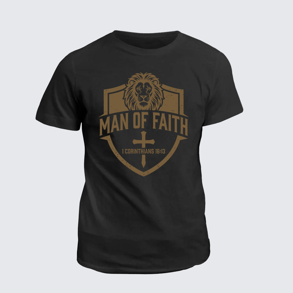 Man of Faith Jesus God Christian Cotton T-Shirt