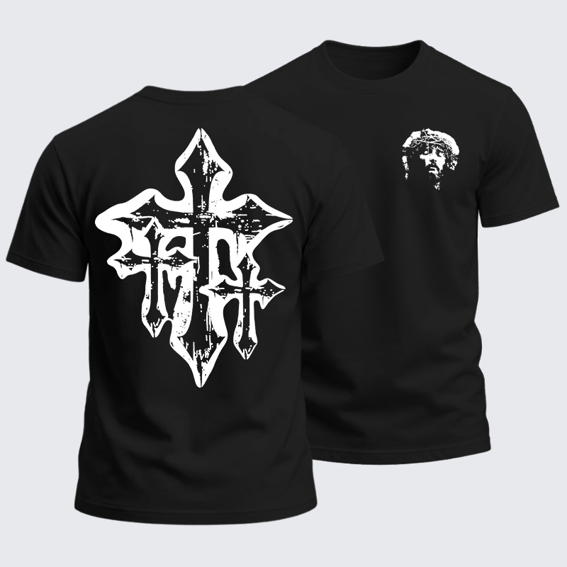 Heavyweight Cotton Tee - Christian Faith Jesus and Cross