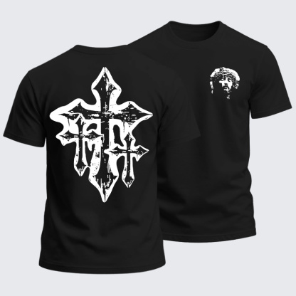 Heavyweight Cotton Tee - Christian Faith Jesus and Cross
