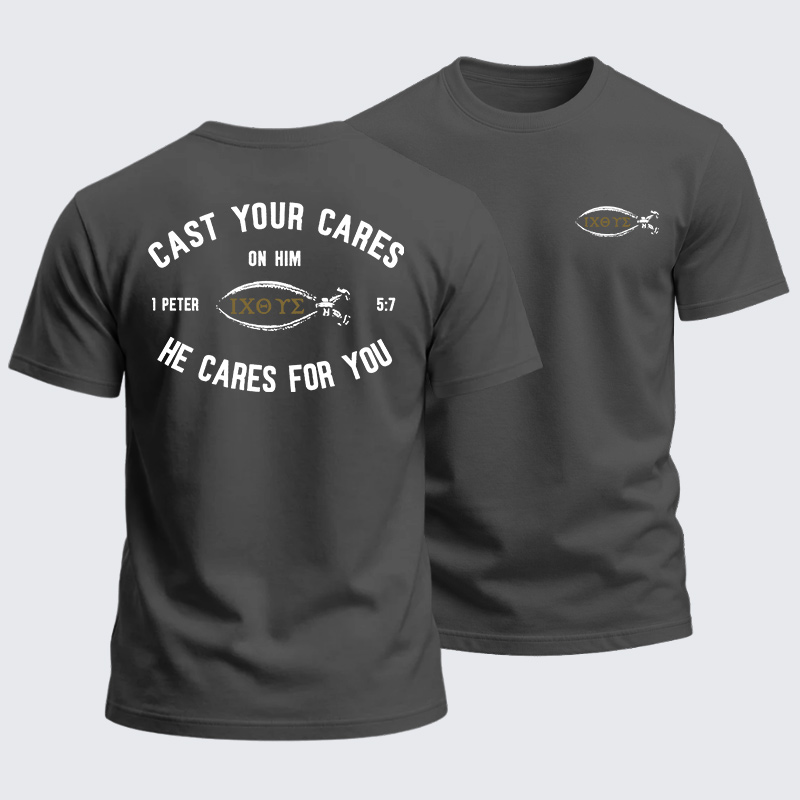 Heavyweight Cotton Tee - Cast Your Cares On Him