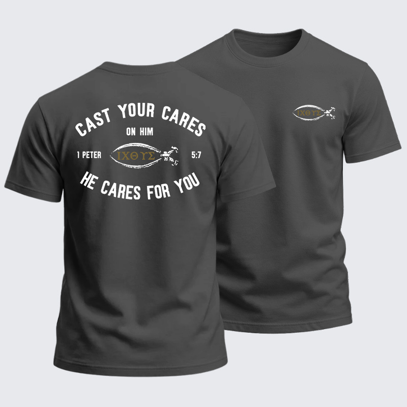Heavyweight Cotton Tee - Cast Your Cares On Him