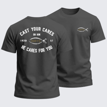 Heavyweight Cotton Tee - Cast Your Cares On Him