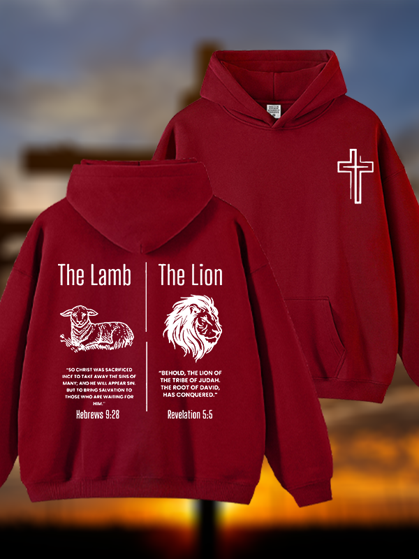 The Lamb & The Lion Jesus God Christian Plush Fleece-Lined Hoodie