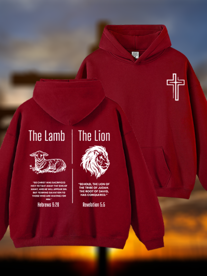 The Lamb & The Lion Jesus God Christian Plush Fleece-Lined Hoodie