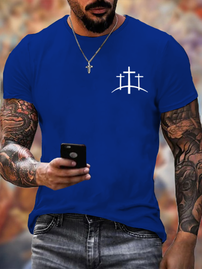 Men's Cross Printed Casual T-Shirt