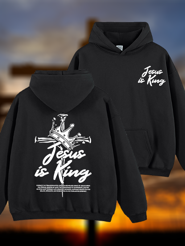 Jesus Is King Jesus God Christian Plush Fleece-Lined Hoodie