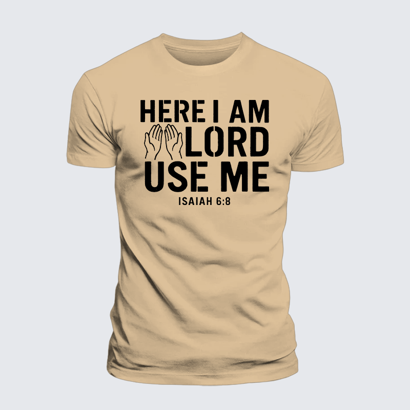 Here l am Lord Use Me Jesus God Christian Premium Mercerized Cotton Tee