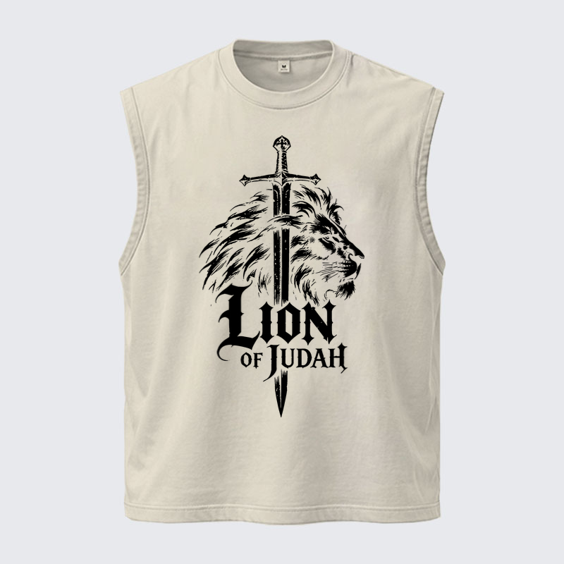 Washed Tank Top - Lion of Judah - Beige (front)