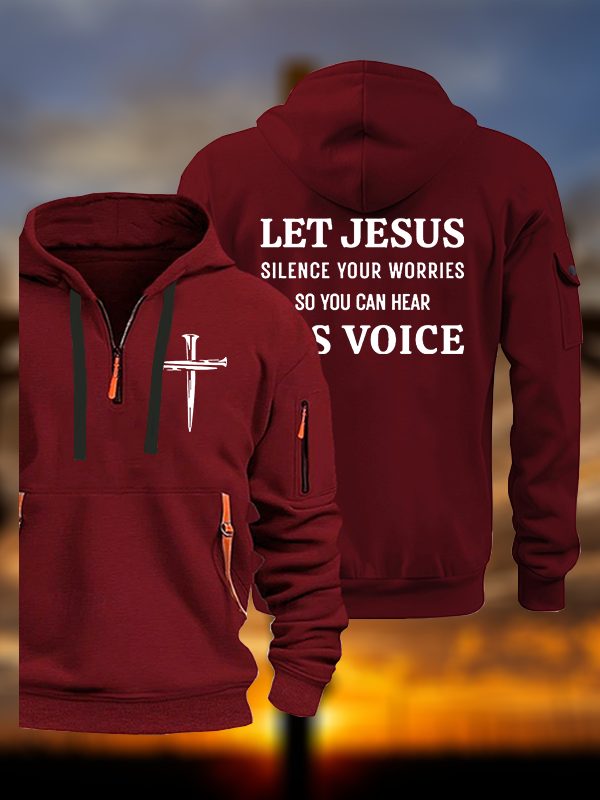 Let Jesus Silence Your Worries, So You Can Hear His Voice Jesus God Christian Zipper Hoodies