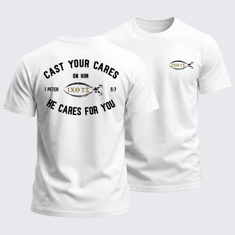 Heavyweight Cotton Tee - Cast Your Cares On Him
