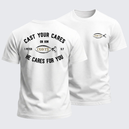 Heavyweight Cotton Tee - Cast Your Cares On Him