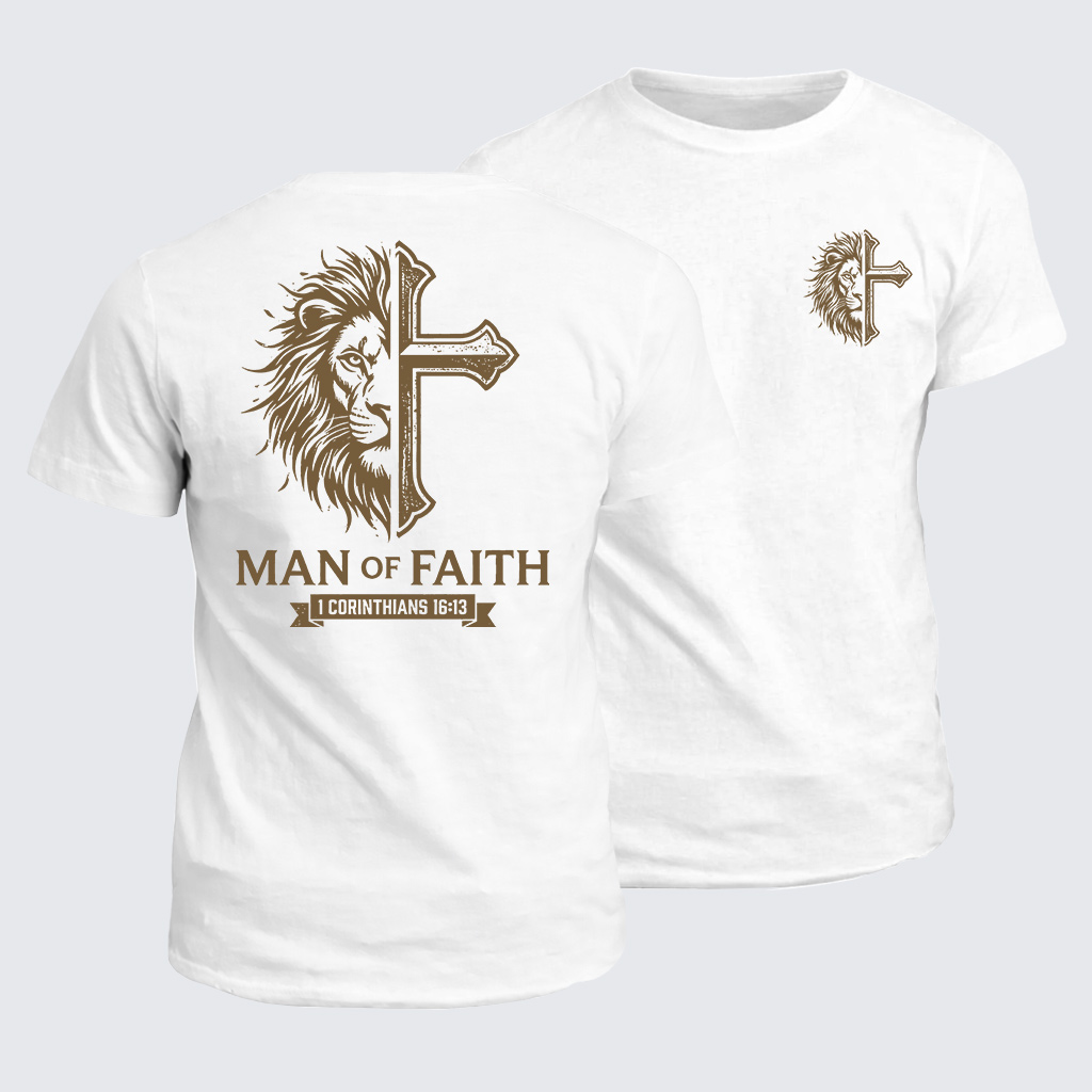 Man of Faith Jesus God Christian Cotton T-Shirt