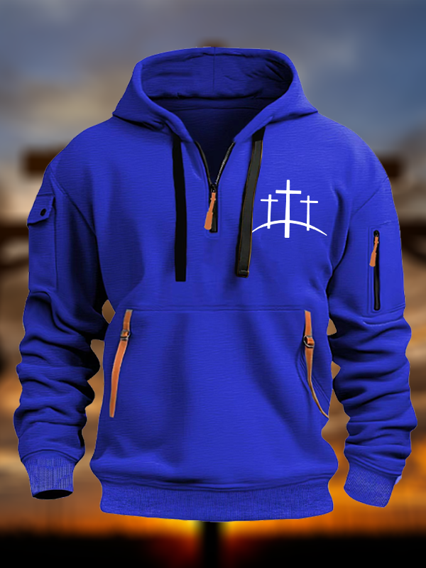  Cross Printed Zipper Hoodies