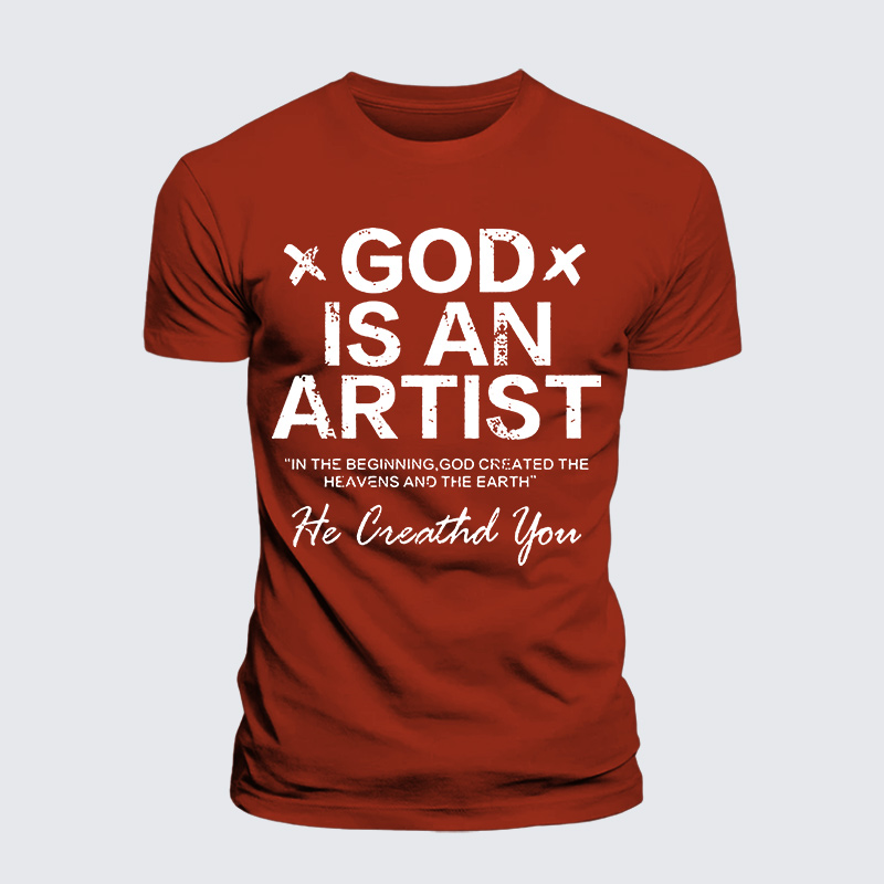 God Is An Artist Jesus God Christian Premium Mercerized Cotton Tee