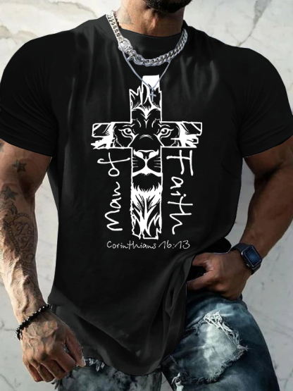 Man Of Faith Jesus God Christian Cotton T-Shirt
