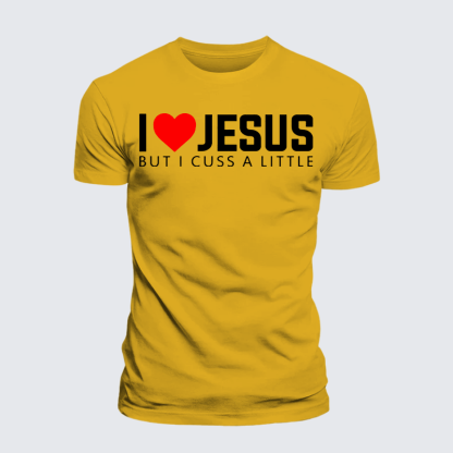 I Love Jesus But I Cuss A Little Jesus God Christian Premium Mercerized Cotton Tee