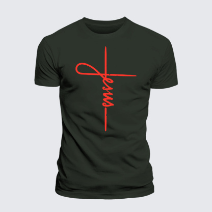 Jesus Cross Jesus God Christian Premium Mercerized Cotton Tee