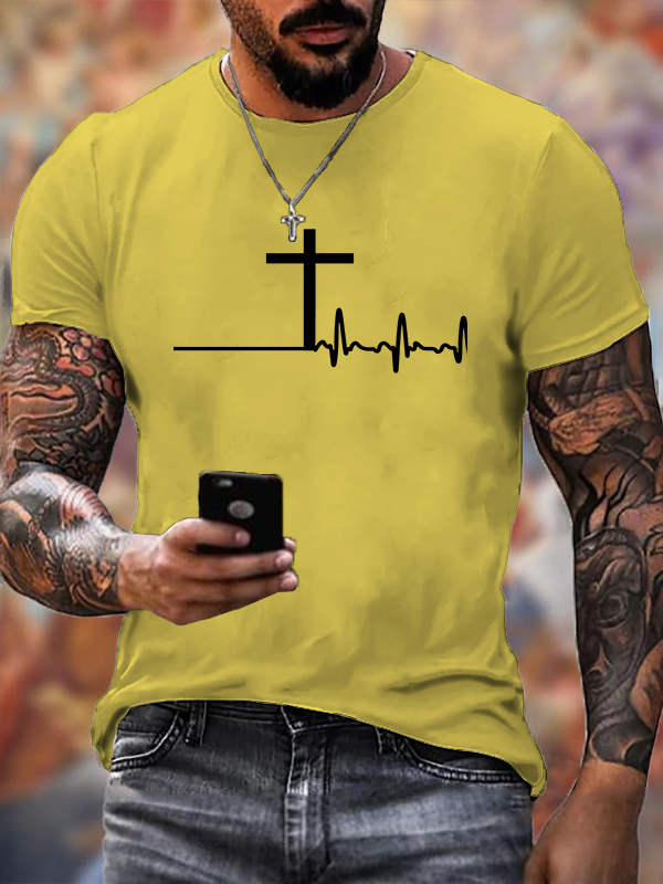ECG Cross Cotton Crew Neck T-shirt