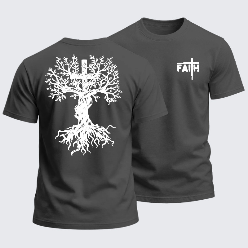 Heavyweight Cotton Tee - Faith Tree Cross