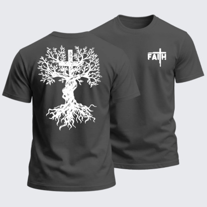 Heavyweight Cotton Tee - Faith Tree Cross