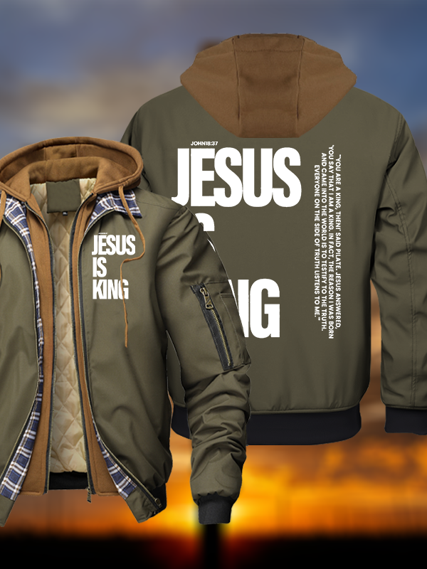 Jesus Is King Warm Hooded Bomber Jacket