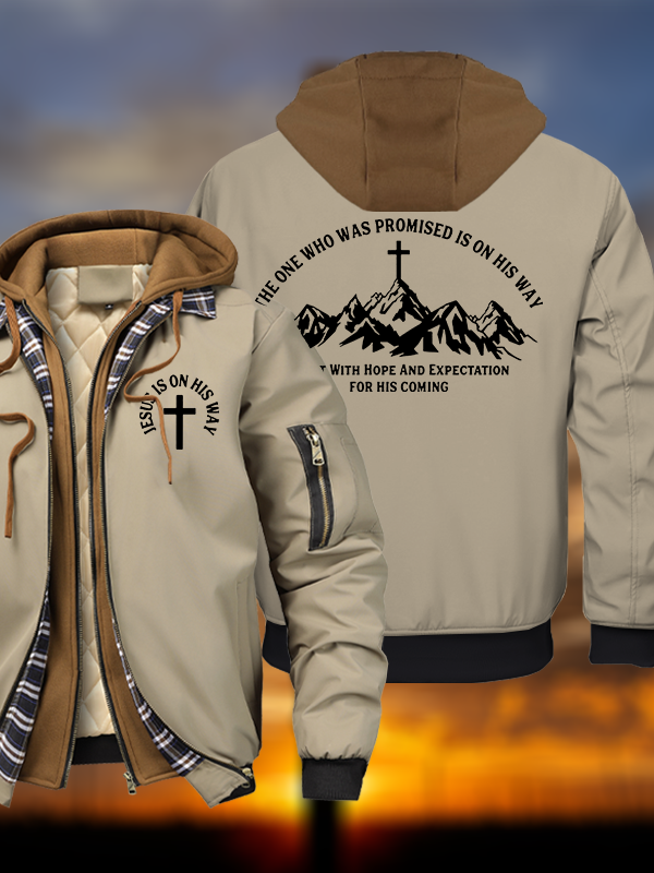 Jesus Is On His Way Warm Hooded Bomber Jacket