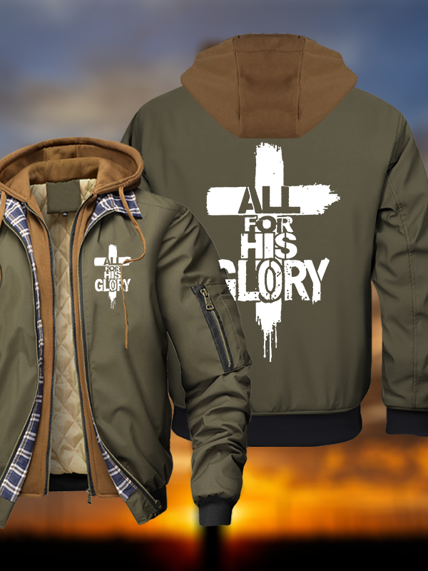 All For His Glory Warm Hooded Bomber Jacket