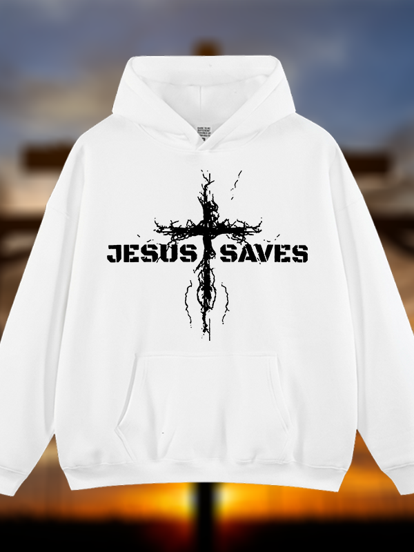Jesus Saves Jesus God Christian Plush Fleece-Lined Hoodie
