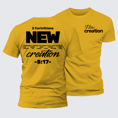 New Creation Jesus God Christian Premium Mercerized Cotton Tee