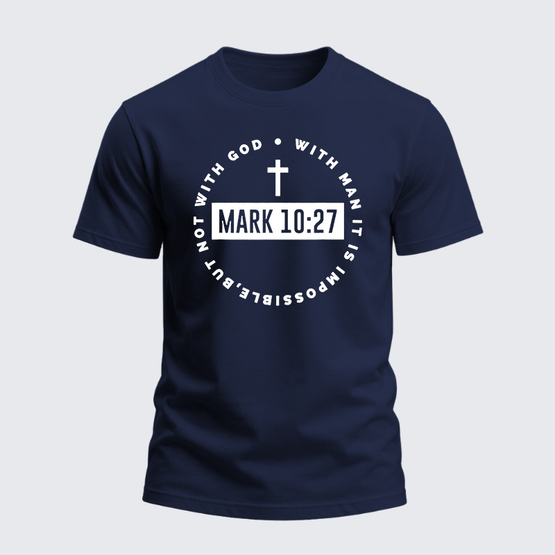Heavyweight Cotton Tee - Funny Mark 10:27 Bible Verses