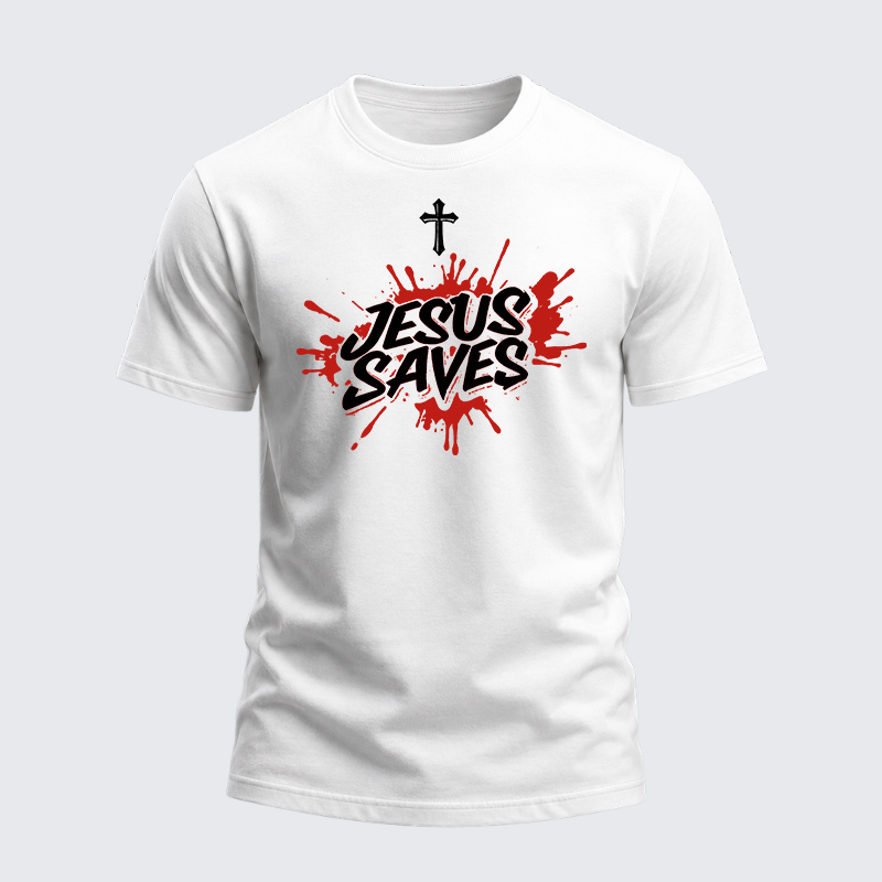 Heavyweight Cotton Tee - Jesus Saves Cross