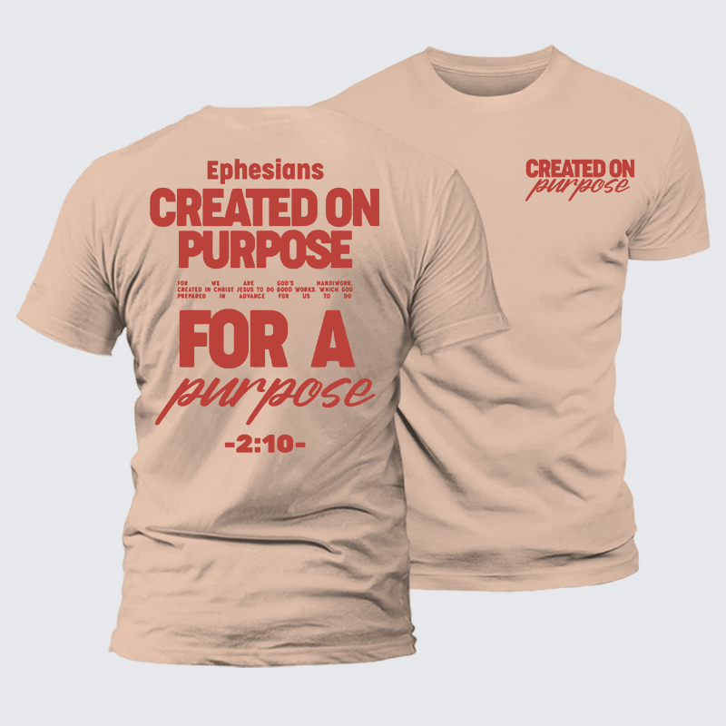 Created On Purpose Jesus God Christian Premium Mercerized Cotton Tee