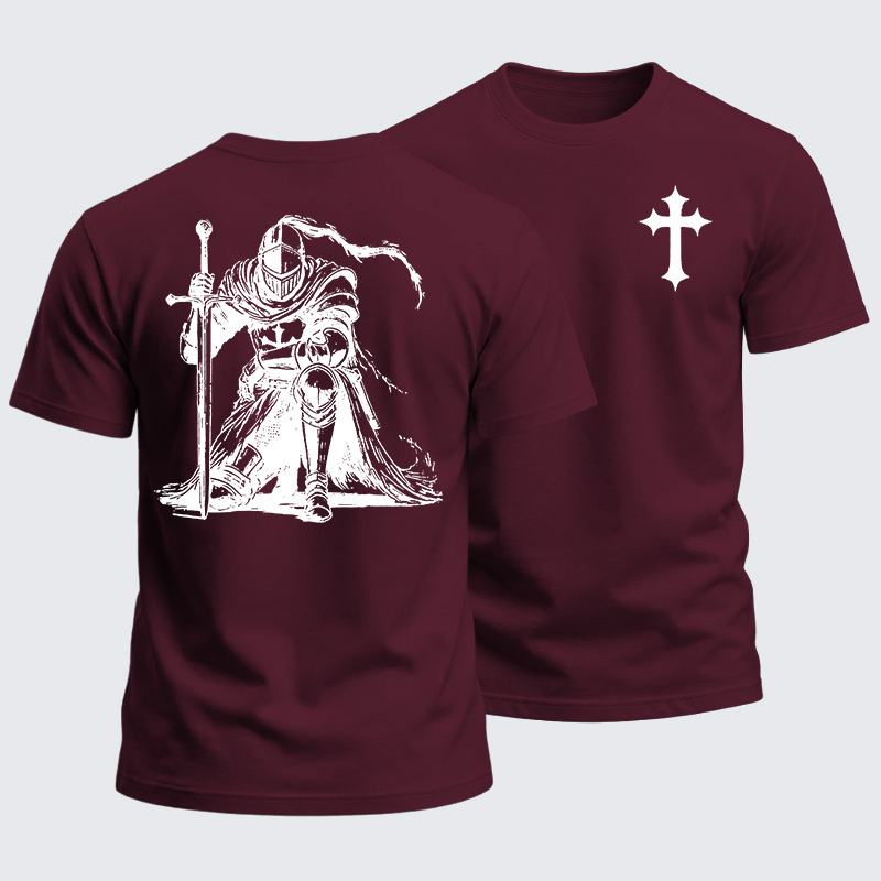 Heavyweight Cotton Tee - Crusader Knight Christian