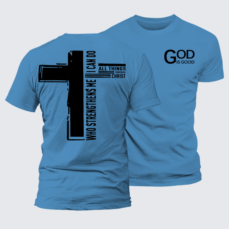 God Is Good Philippians 4:13 Jesus God Christian Premium Mercerized Cotton Tee