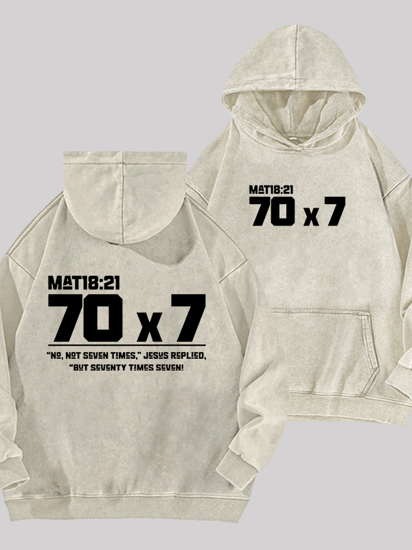 Matthew 18:21 Jesus God Christian Washed Hoodie